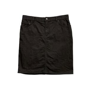 Lauren Ralph Lauren Jeans Skirt Womens 8 Black Denim Zip Fly Cotton Blend Pencil